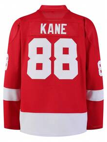 Atonmore 男式 88 红色冰球服刺绣缝线运动服休闲训练长袖套头衫 - 紅色 - 查看 2