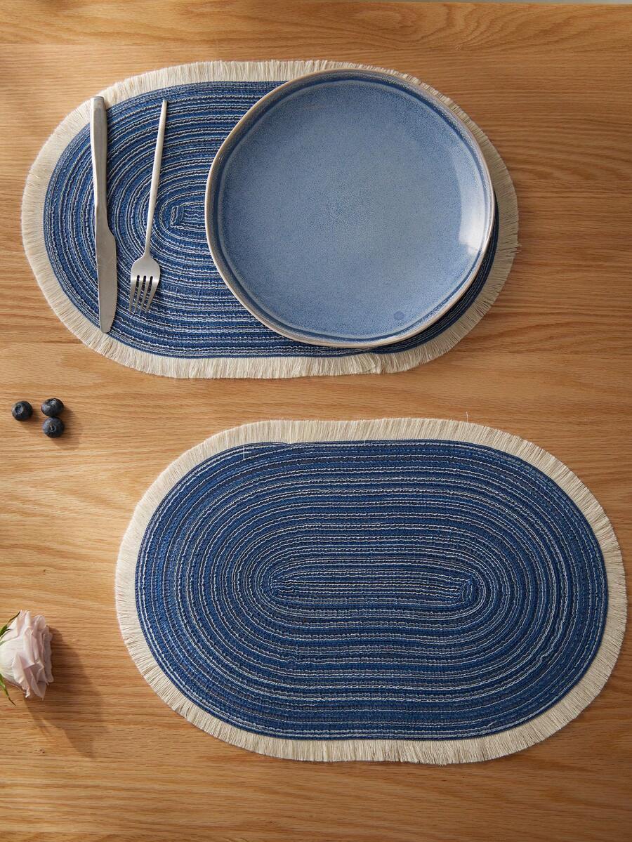 1/2/4/6/8pcs Minimalist Ombre Milk Coffee Oval Polyester Placemat