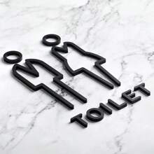 亚克力 3D 浴室门标牌套装 - 非电动，男女洗手间标牌，办公室公共卫生间标牌，粘性浴室门贴花，适用于学校用品，返校