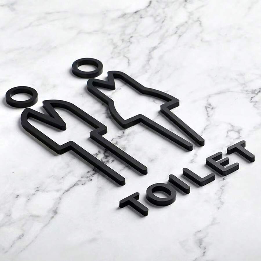 亚克力 3D 浴室门标牌套装 - 非电动，男女洗手间标牌，办公室公共卫生间标牌，粘性浴室门贴花，适用于学校用品，返校