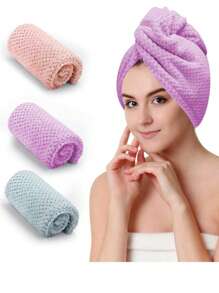 3 件装超细纤维毛巾，女士湿发发巾，速干发巾，防毛躁卷发头巾，返校、旅行度假必备，女士发饰