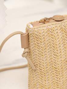 Nueva bolsa de verano/primavera tipo bandolera de tejido, bolso pequeño versátil de hombro, bolso cuadrado encantador, al por mayor - Caqui - Ver 3