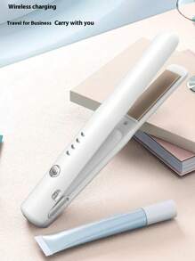 Wireless Charging Flat Iron, Unisex Travel Portable Multifunctional Curling & Straightening Hair Styler, Mini Frizzy Clip, Wireless Non-Rechargeable Mini Flat Iron Low Power Dorm Clip Board