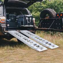 Truck Car Auto Trailer Ramps, 2pcs Aluminum Trailer Ramps, Loading Ramps , Aluminum Trailer Ramps - 6800 Lbs Load Capacity, Non-Slip Surface, Set Of 2, Ideal For ATVs, Motorcycles, And Lawnmowers - Silver - View 4