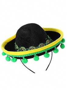 1pc Mexican Party Hat Headband, Carnival Halloween Hair Hoop Mini Hat,Christmas - Khaki - View 14