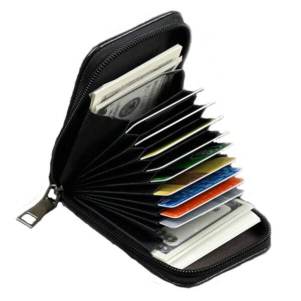 Men's Multi-Slot Small Zipper Wallet, 11 Slots RFID-Blocking Card Holder: Spacious, Ultra-Slim, Zippered Design - Unisex Multifunctional Wallet, Made Of PU Leather With Compartments For Business Cards, Passports, And Cash, Waterproof And Durable, Featuring Slots For Credit, Debit, And Bank Cards
