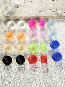 20pcs 9mm Thin Flared Silicone Ear Gauges, Punk Style Piercing Jewelry, Minimalist Fashion Ear Plugs - Speaker Silicone Ear Amplifier - View 2
