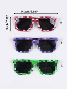 [像素风格眼镜] 1 件/3 件/5 件像素风格时尚眼镜 | 时尚眼镜、爬行眼镜、趣味护目镜、派对装饰配件眼镜 - 彩色 - 查看 4