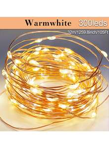 1pc 50/100/200/300LEDs Copper Wire Fairy Light Strings - USB Powered With Remote Control, 8 Lighting Modes, 7/12/22/32m Long, Perfect For Wedding, Party, Home, And Christmas Decorations - Yellow - View 17