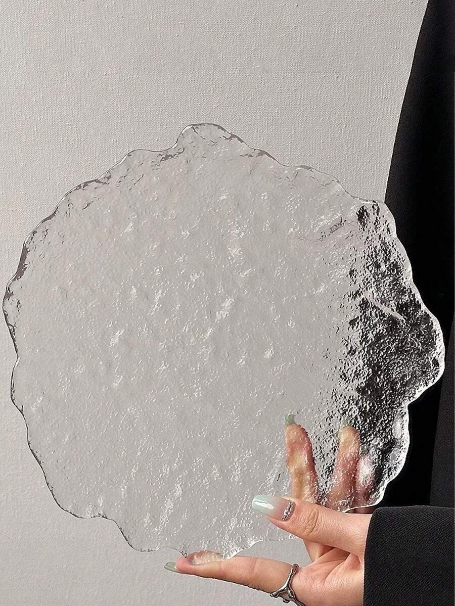 日式不对称玻璃盘子、粉色圆形甜点托盘、寿司、水果和牛排创意餐具餐盘、生日和情人节粉色浪漫托盘、高端家用/餐厅盘子。 - 彩色 - 查看 1