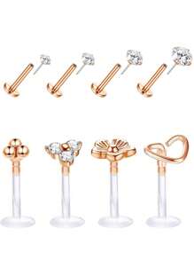 ORAZIO ORAZIO 1-8 Piezas Pendientes Helix de 16G para Mujeres, Aros para el Labio sin Rosca de Inserción, Aros para Tragus, Medusa, Concha, Monroe, Piercing y Joyería