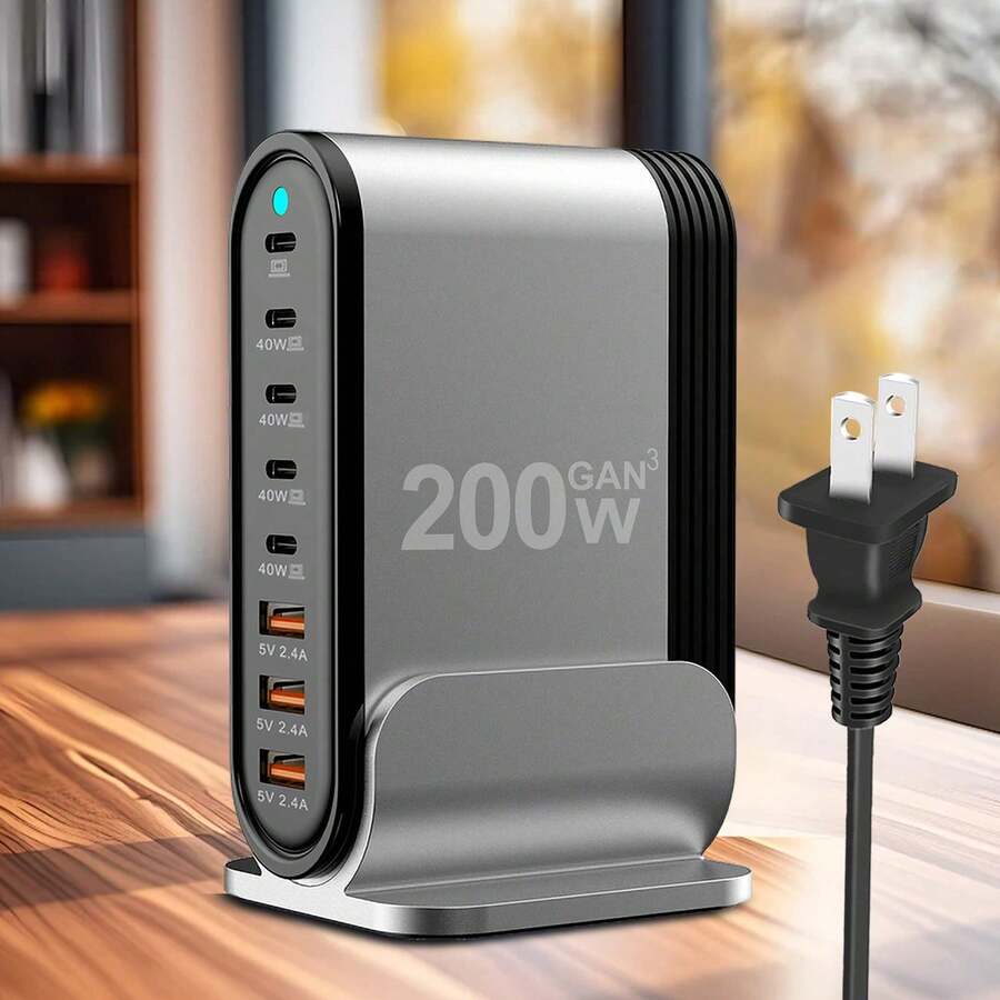 Bộ sạc nhanh USB-C - Bộ sạc nhanh PD 8 cổng nhỏ gọn, Bộ đổi nguồn máy tính xách tay cho MacBook Pro/Air, Tất cả iPad Pro, 16/15/14/13/12, Galaxy Note20/S22, Pixel có dây nối dài AC 5 ft phù hợp cho nhiều người sạc, nhiều thiết bị sạc, nhu cầu sạc tại nhà và trạm sạc cho bàn làm việc văn phòng - Xem 1