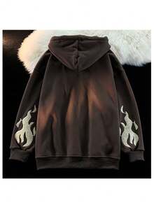 Vintage Cardigan Sweater Fun Print Oversize Couple Loose Hooded Sweater Autumn And Winter Coat Men