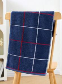 1pc Cotton Plaid Pattern Simple Bathroom Bath Towel, Soft Hand Towel, Thick And Absorbent, Suitable For Bathroom, Gym, Hotel, Beach - Great Everyday Essential And Perfect Gift For Home, Travel, Valentine's Day, Mother's Day
