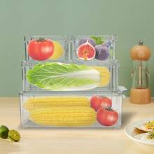 Set di 7 contenitori impilabili per frigorifero con coperchio, contenitori trasparenti in plastica per frutta e verdura, congelatore, dispensa e credenza.