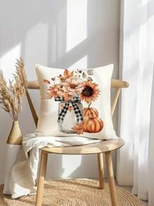 4 fundas decorativas de cojín con diseño de calabazas de cosecha de otoño para el hogar, sofá, sala de estar, dormitorio - sin relleno de cojín, decoración de temporada de otoño, con tema de gratitud