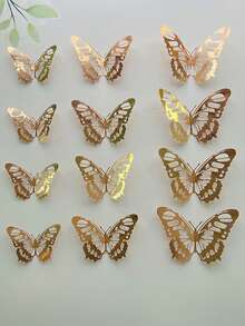 12 件光泽迷人 3D 蝴蝶贴花 - 易于剥离和粘贴，非常适合生日和节日家居装饰、风格惊喜、贴纸、墙贴花、乙烯基贴花用于家居装饰、春季装饰品让您的家焕然一新、拉玛装饰贴纸礼物毕业学校装饰学校惊喜宿舍装饰返校房间装饰学校用品