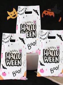10/25/50 件万圣节主题手提袋礼品袋，万圣节粉色幽灵图案手持礼品袋，万圣节主题派对家庭节日派对装饰用品万圣节糖果袋，万圣节派对礼品塑料袋，多用途礼品包装用品包装袋，派对礼品包装装饰 - 幽靈BOO - 查看 3