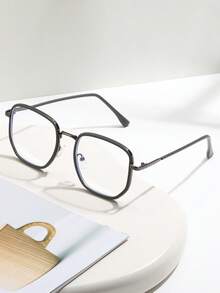 1 件优雅黑色方形无度数眼镜，女士简约眼镜 - A - 查看 2
