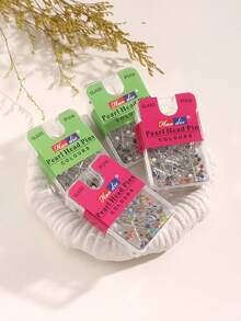 1pc/12pcs Colorful Black & White Glass Head Pins, Clothing Positioning Pins, Scarf Fixing Pins For Dress - Black and White - View 2