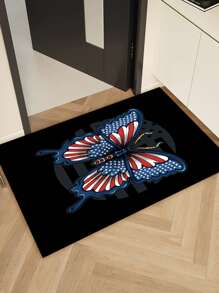 1 片蝴蝶门垫吸水防滑可机洗适用于室内外门口浴室厨房由聚酯纤维制成宠物友好