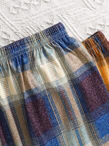 Spodnie piżamowe w kratkę dla kobiet, 2 sztuki – wygodne ubrania do wypoczynku, odzież jesienna