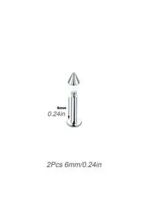 2Pcs Set Of Pointed Lip Studs Snake Bite Stainless Steel Spiral Perforated Ear Cartilage Earrings Ear Studs Body Accessories Punk Style 16G 12mm