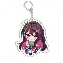 Anime Hololive Vtuber Figures Acrylic Keychain Inugami Crown Shirakami Fubuki Bag Charms Cartoon Pendant Fans Gift Keyring - Multicolor - View 4