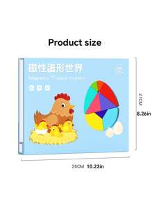 Rompecabezas magnético de madera Tangram para niños de 3+ años - Juguete educativo Montessori de matemáticas con tarjetas de escena, regalo de rompecabezas para el cerebro para jardín de infantes y primer grado, juego de entrenamiento lógico para fiestas de cumpleaños
