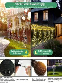 户外防水太阳能鞭炮灯，太阳能烟花灯，垂柳灯，LED蒲公英星光仙女灯，花园氛围装饰，适用于庭院、小径、露台、花坛、露营、派对装饰 - 太陽能煙火燈 - 查看 7