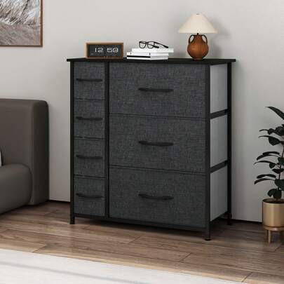 BALCONERA Chest Of Drawers, 7 Drawers With Handles, Bedroom Cabinet With Steel Frame, Fabric Dresser & Wood Top, Storage Unit For Bedroom, Living Room