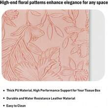 Tissue Box Holder Cover Square Tissue Cube Cover PU Leather Tissue Organizer With Bottom Belt For Bathroom, Tabletop, Kitchen, Night Stands, Office, Home, Car (1, RosyPink) - Hồng hồng - Xem 4