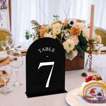 10pcs Gold Mirror Acrylic Table Numbers 1-10 With Holder, Gold Arch-Shaped Acrylic Table Sign Holder Suitable For Wedding Reception, Party, Event, Birthday