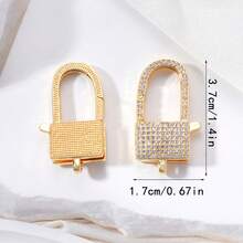 1 pezzo Connettore per collana e bracciale di grandi dimensioni con chiusura a moschettone placcata in oro con zirconi micro-intarsiati - Multicolore - Visualizzare 12