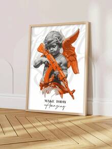 1pc Unframed, Girl On Toilet Holding Wine Wall Art, Black And White Print, Funny Bathroom Print, Retro Poster, Bathroom Wall Decor