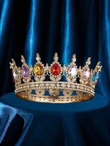 1 pièce Élégante couronne baroque de reine, diadème de mariée, coiffe de fête, cadeau de vacances, couronne florale, accessoire de cheveux de princesse, accessoires de cheveux de mariage - Multicolore - Voir 19