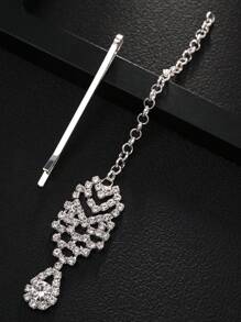 1 件锆石头带、泪珠头饰和欧美风格新娘发饰、头饰珠宝、头链、发藤链、发饰、学校用品、