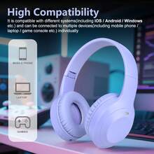 New Wireless Headset With Full Cover Ear Style, Extendable, Business And Mobile Phone Compatible, High Definition Call, Foldable, Hifi Deep Bass, Super Long Battery Life, Wireless Earphone - Purple - View 10