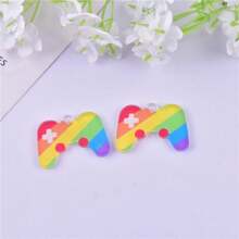 10 件彩虹蘑菇游戏机亚克力吊坠，适合 DIY 项链、手链、耳环、钥匙扣首饰制作