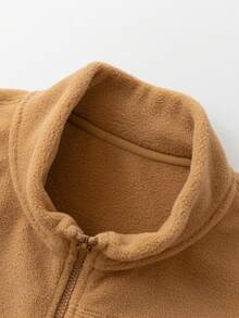 mini bala Kids Reversible Fleece Vest 2025 Autumn Soft Warm Outerwear - Dark Khaki - View 6