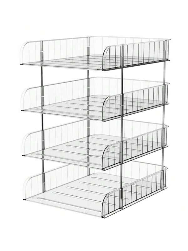 1 pieza Rack transparente multicapa para escritorio - Libro multicapa, archivo, cosméticos, almacenamiento de escritorio, adecuado para oficina, estudio en casa, dormitorio estudiantil