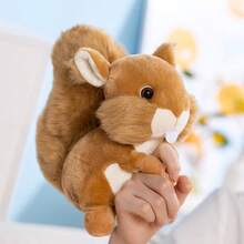 1 buc păpușă de pluș realistă cu veveriță, păpușă moale și pufoasă cu desene animate, pernă decorativă drăguță, cadou de ziua de naștere/Ziua Îndrăgostiților/Paște - Maro - Vizualizare 11