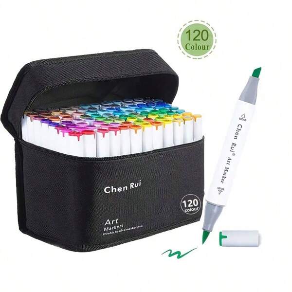 168/120/100/80/60/48 Colours Dual Tip Art Art Markers Brush & Chisel Permanent Marker Pens With Base Perfect For Artist Adults Anime Coloring Sketching Illustrations And Card Making Gift For Christmas And New Year- Refillable,Back To School