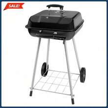 17.5" Charcoal Grill On Wheels, Mobile Grill For Parties, Camping, Picnics