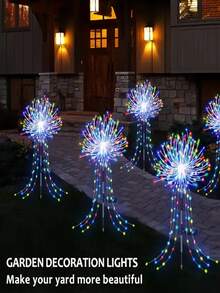 户外防水太阳能鞭炮灯，太阳能烟花灯，垂柳灯，LED蒲公英星光仙女灯，花园氛围装饰，适用于庭院、小径、露台、花坛、露营、派对装饰 - 太陽能煙火燈 - 查看 6