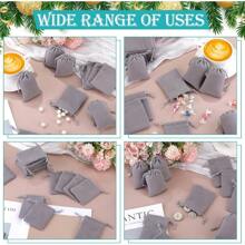 200 Pieces Velvet Drawstring Pouch Bulk 2.76 X 3.54 Inches Small Jewelry Pouch Mini Gift Bags Gift Packaging Wrap Bags For Valentine Wedding New Year Christmas Party Favors - Grey - View 4