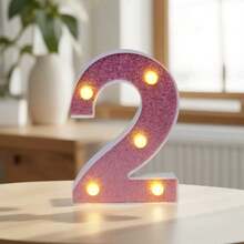1 个 16 厘米/6.3 英寸粉色发光字母点亮您的房间，电池供电的 LED 字母灯，数字灯标志，适用于儿童房装饰、婚礼、生日派对装饰灯、家居和房间装饰字母灯、字母照明夜灯、圣诞装饰字母灯 - 深粉紅色 - 查看 24