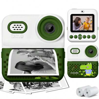 Máy ảnh kỹ thuật số 1080P dành cho trẻ em kèm giấy in ảnh tức thời, thích hợp làm quà sinh nhật cho trẻ từ 3-10 tuổi, đồ chơi vui nhộn cho bé trai và bé gái khi bắt đầu năm học mới.