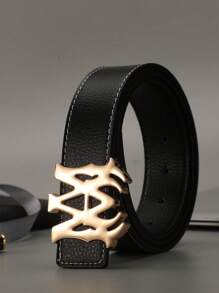 1pc Unisex Letter Buckle Belt, Casual Fashion Design, Retro High-End Niche Style Wide Belt For Women Fall, Autumn, Halloween - Multicolor - View 12