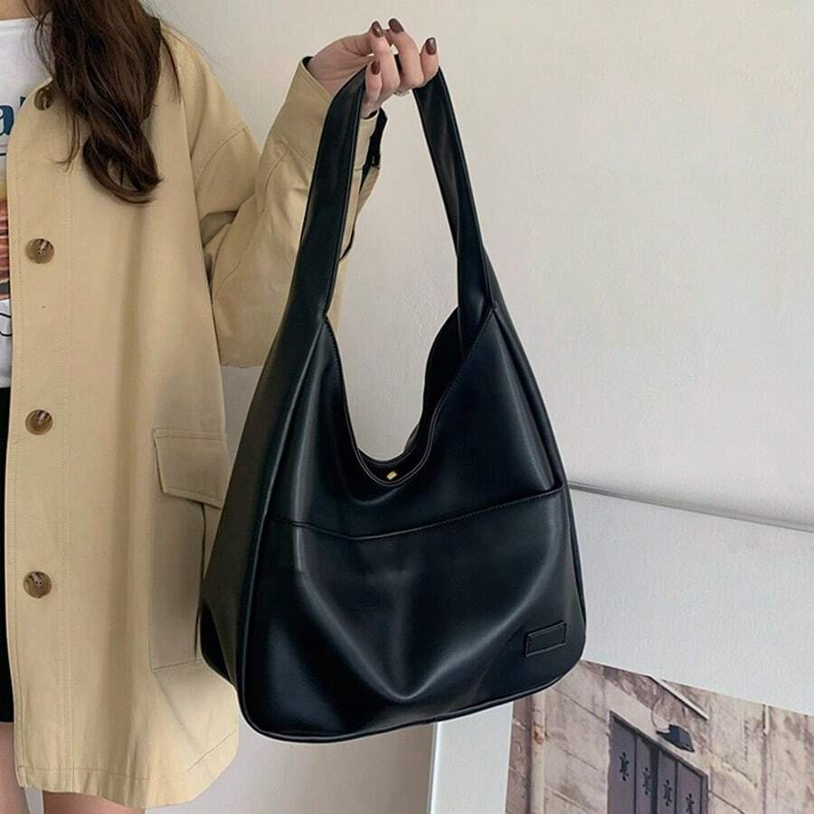 Bolso de tote, bolso de hombro y mano de, bolsos de tote, bolso de hombro grande y suave - Negro - Ver 1